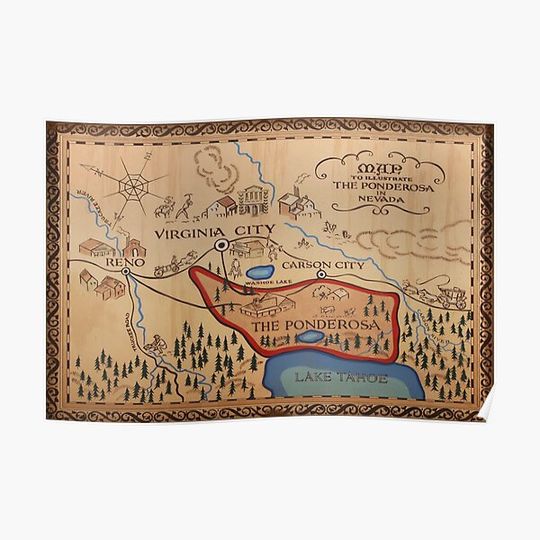 Discover Bonanza ponderosa map Premium Matte Vertical Poster