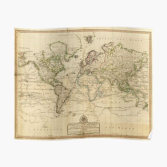 Discover old world map 1800 Premium Matte Vertical Poster