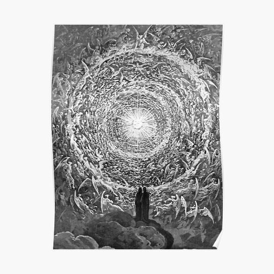 Discover Dante and Beatrice Gaze Upon the Highest Heaven, The Empyrean - Gustave Dore Premium Matte Vertical Poster