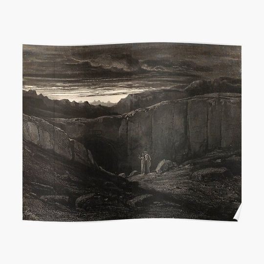 Discover Abandon all hope ye who enter here - Dante and Vergil -  Hell Gate - Illustrated Dante's Inferno by Gustave Dore Premium Matte Vertical Poster