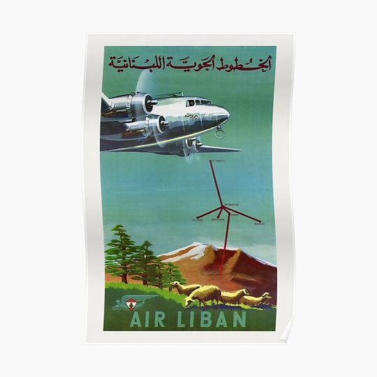 Discover Air Liban Lebanon Vintage Poster Premium Matte Vertical Poster