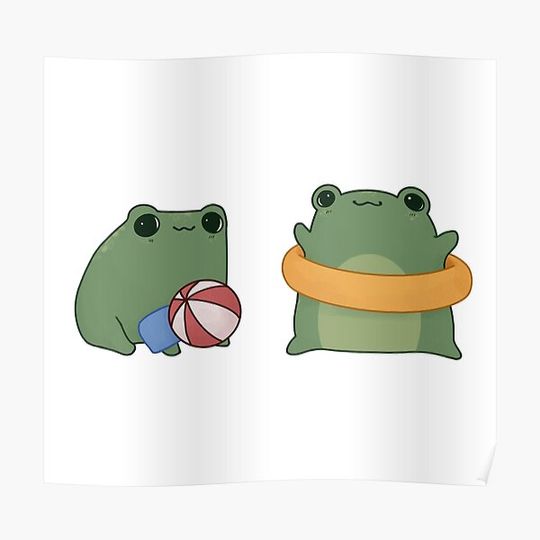 Discover Pool Party Frogs Premium Matte Vertical Poster
