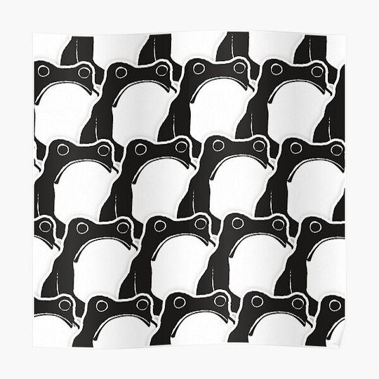 Discover Japanese Large Frogs Watercolor Pattern, Black Premium Matte Vertical Poster