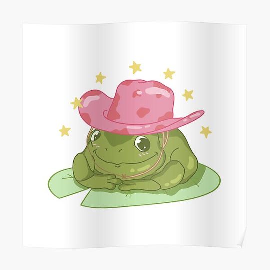 Discover Froggy Cowboy w/ Pink Hat Premium Matte Vertical Poster