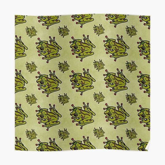 Discover Red Eyed Tree Frog Pattern Premium Matte Vertical Poster