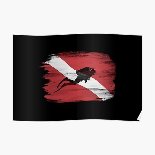 Discover Diver Down flag brush stroke, Dive flag Premium Matte Vertical Poster