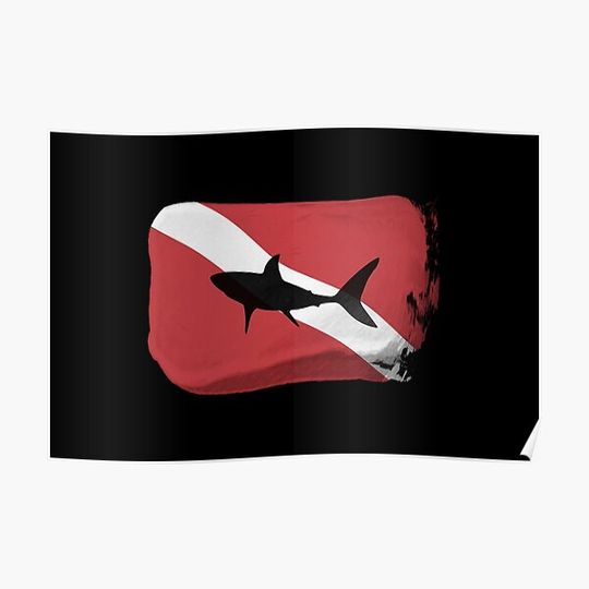 Discover Diver Down flag brush stroke, Dive flag Premium Matte Vertical Poster