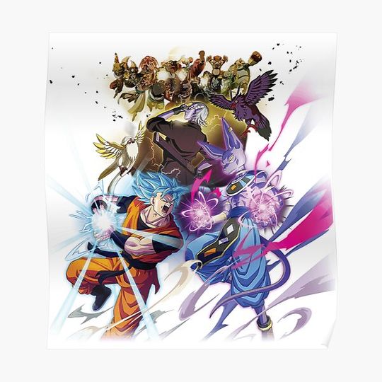 Discover Super Saiyan Blue Goku Vs Lord Beerus - Dragon Ball Super - DBS Premium Matte Vertical Poster