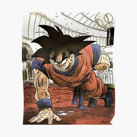 Discover Dragon Ball - Goku working out Premium Matte Vertical Poster