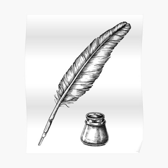Discover Quill Pen with an Inkwell Premium Matte Vertical Poster