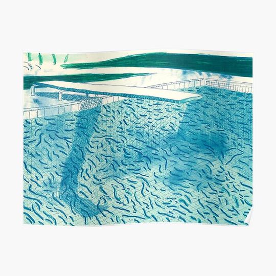 Discover Swimming Pool |David Hockney Vintage Art | David Hockney Paintings Premium Matte Vertical Poster
