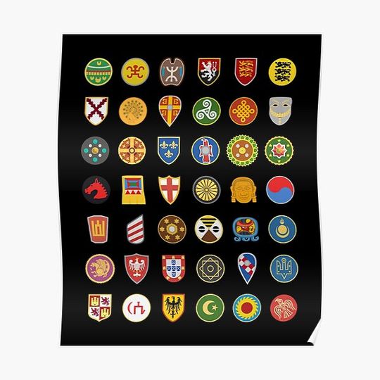 Discover Civilizations emblems Premium Matte Vertical Poster
