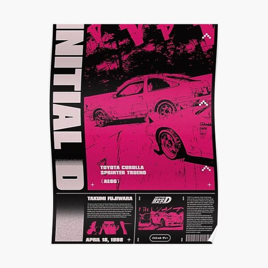 Discover Y2K Pink Drift Car Premium Matte Vertical Poster