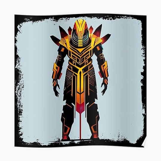 Discover Ra Egyptian Sun God Cyberpunk Sticker Premium Matte Vertical Posters