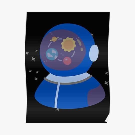 Discover Astronaut in blue spacesuit Premium Matte Vertical Poster