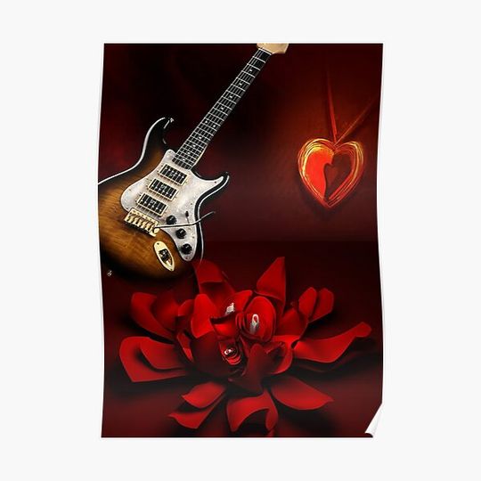 Discover GITAR WITH R0SES Premium Matte Vertical Poster