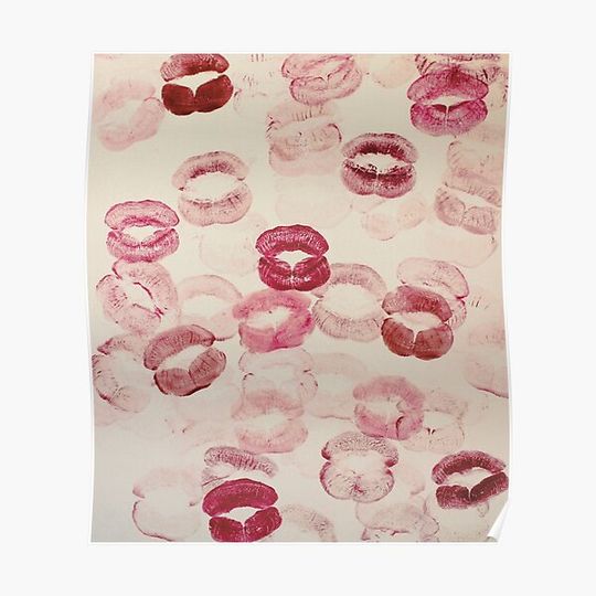 Discover kisses pattern red pink lipstick aesthetic pinterest coquette dollette Premium Matte Vertical Poster