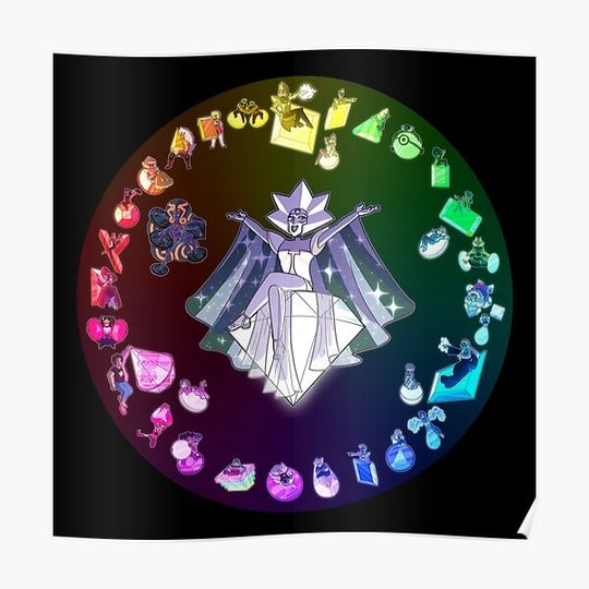 Discover Steven Universe - All Gems (Color Wheel) Premium Matte Vertical Poster