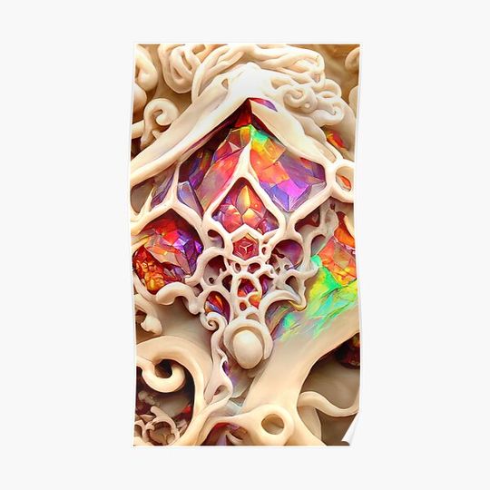 Discover Cool Fractal Gems Crystal Design - Fractal Crystal Gems Premium Matte Vertical Poster