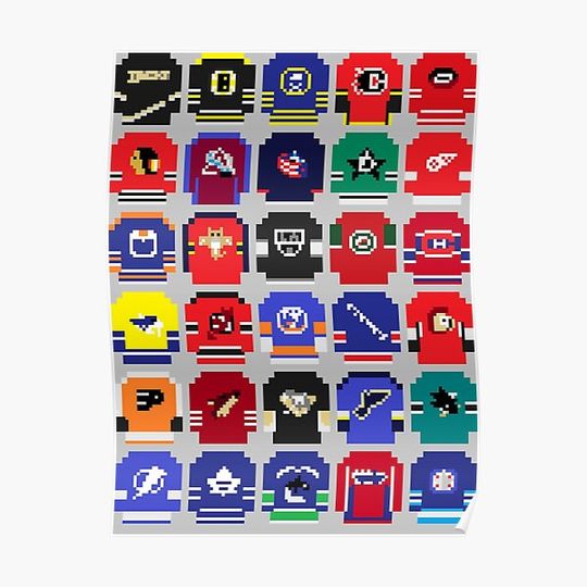 Discover 8-Bit Hockey Jerseys Premium Matte Vertical Poster