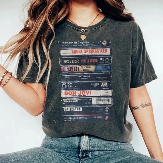 Discover Rock Bands Shirt, Unisex tee, Rock Cassettes Tape Printed T-Shirt, Vintage Feel, Graphic T-Shirt