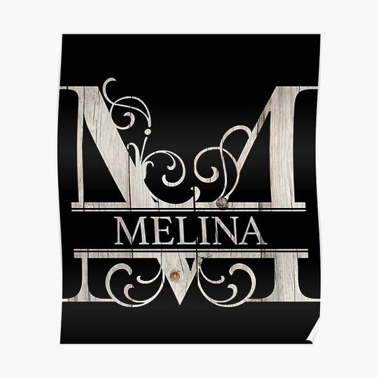 Discover Melina Wood Style Monogram Letter M Gift Poster