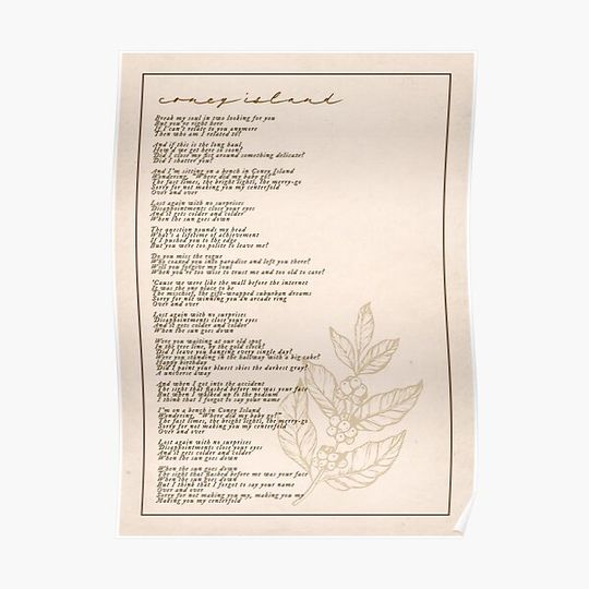 Discover coney island lyric Premium Matte Vertical Poster