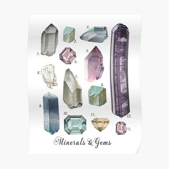 Discover Gemstones and Minerals art print Poster