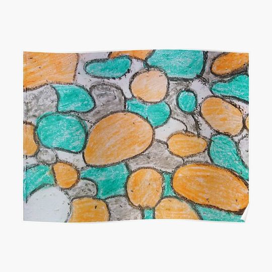 Discover Wax hand painted abstract design. Orange and Green, and Gray Premium Matte Vertical Poster