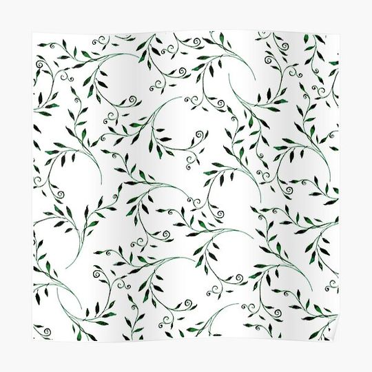 Discover Hand painted green watercolor floral leaves Premium Matte Vertical Poster