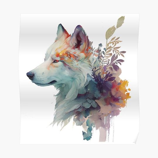 Discover Watercolor wolf Premium Matte Vertical Poster