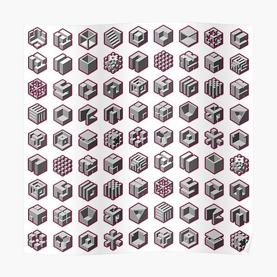 Discover Isometric Cubes Premium Matte Vertical Poster