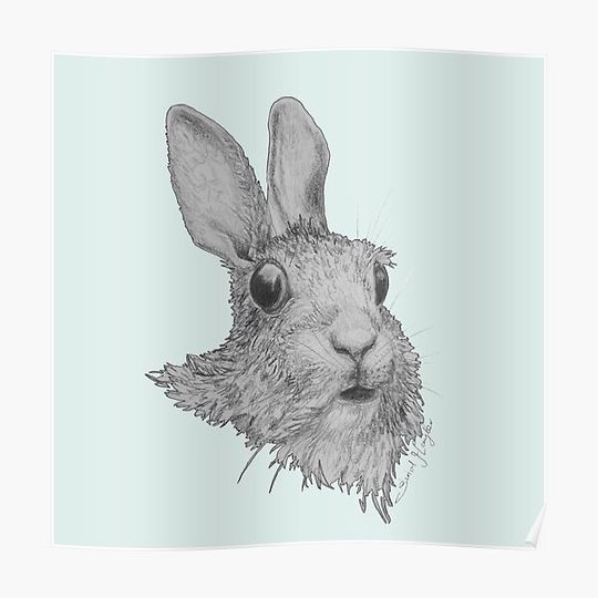 Discover Mint green startled Rabbit Premium Matte Vertical Poster