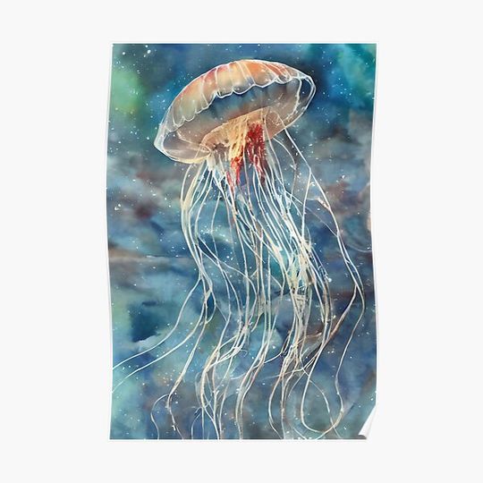 Discover Watercolour jellyfish Premium Matte Vertical Poster
