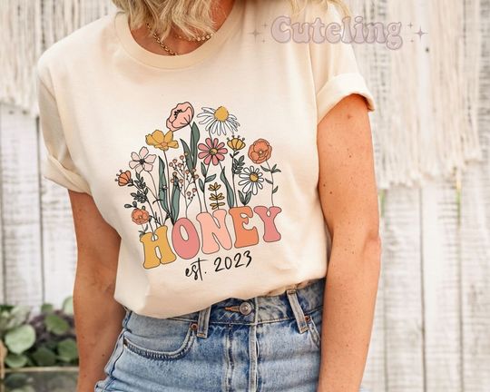 Discover Honey Shirt, Wildflowers Grandma Shirt, Honey Est 2023, Gift for New Grandmother