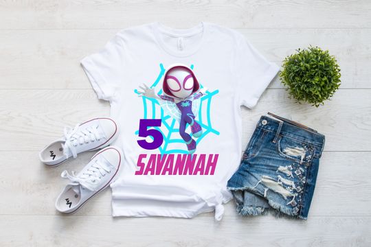 Discover Ghost Spider Birthday Shirt with Matching Family Shirts Girl's  Birthday Shirt