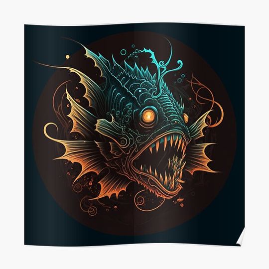 Discover Scary Anglerfish Premium Matte Vertical Poster