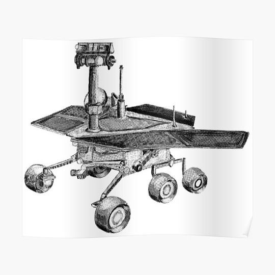 Discover Opportunity Mars Rover in Halftones Premium Matte Vertical Poster