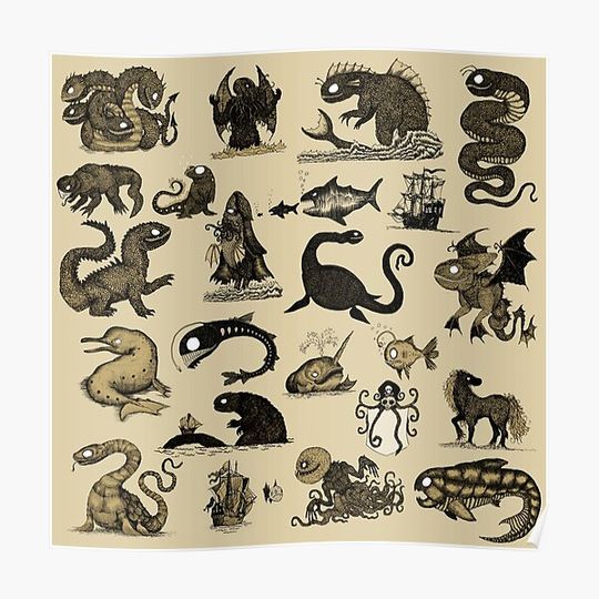 Discover Sea Monsters Collection Premium Matte Vertical Poster