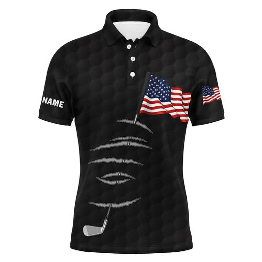 Discover American Flag Patriotic Golf Men Polo Shirt