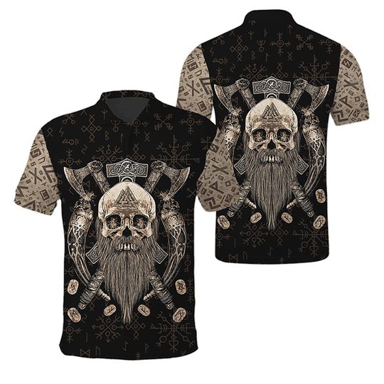 Discover Skull Valhalla Viking Polo Shirt