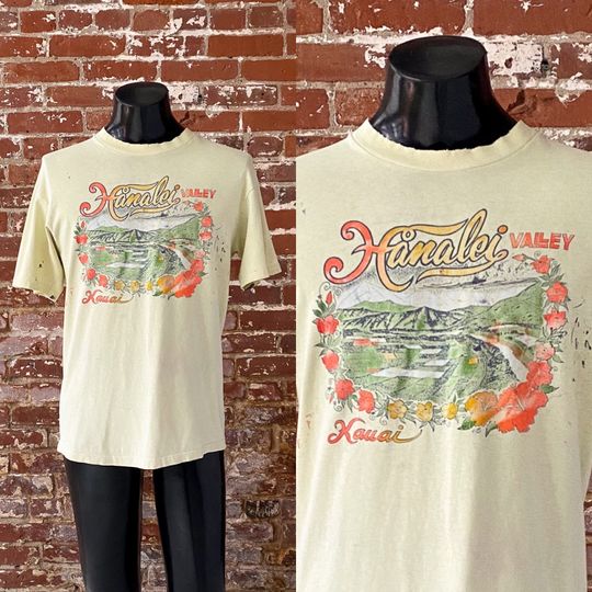 Discover 80s 90s Hanalei Valley Kauai Paint Thrashed T-Shirt. Vintage 1980s