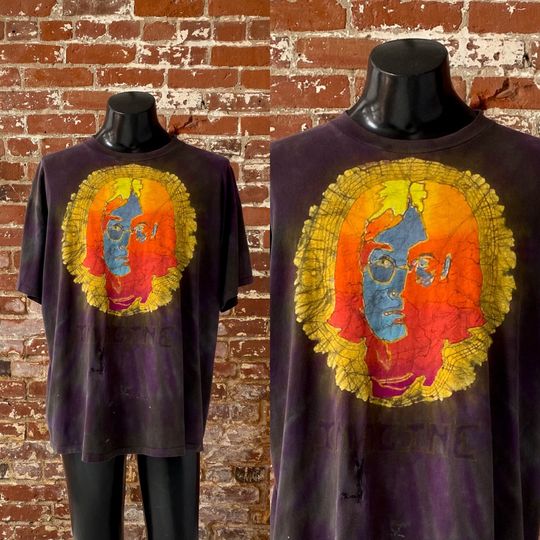 Discover 90s Imagine J Lennon Dark Tie Dye T-Shirt. Vintage 1990s J Lennon Art Tee