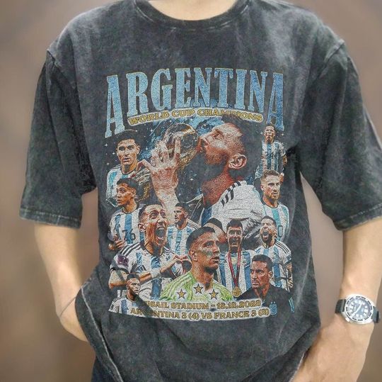 Discover Vintage Wash Lionel Messi Argentina T-shirt