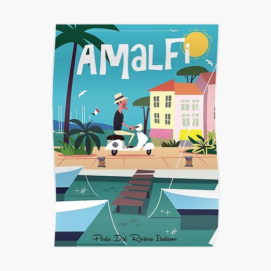 Discover Amalfi Travel poster Premium Matte Vertical Poster