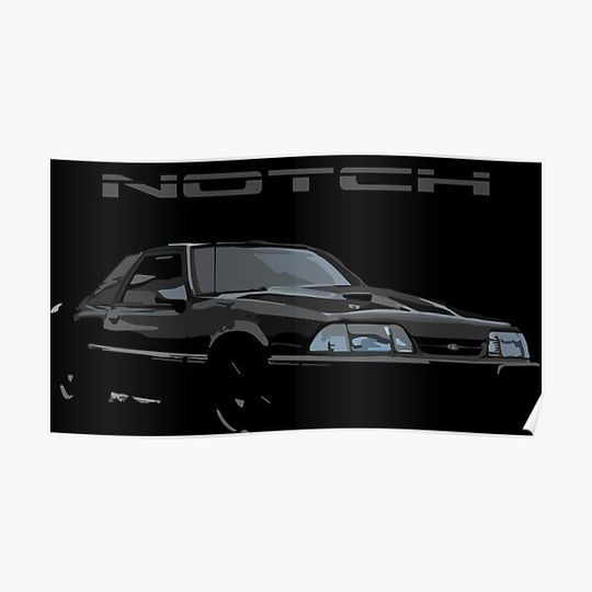 Discover Black Notch Back Mustang Fox Body Premium Matte Vertical Poster