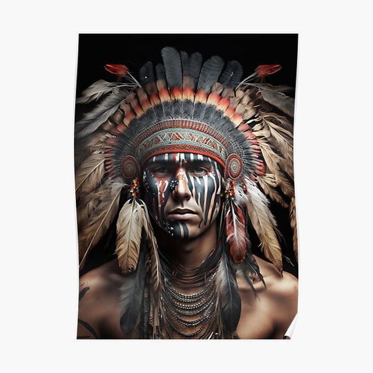 Discover American Indian Chief Premium Matte Vertical Poster