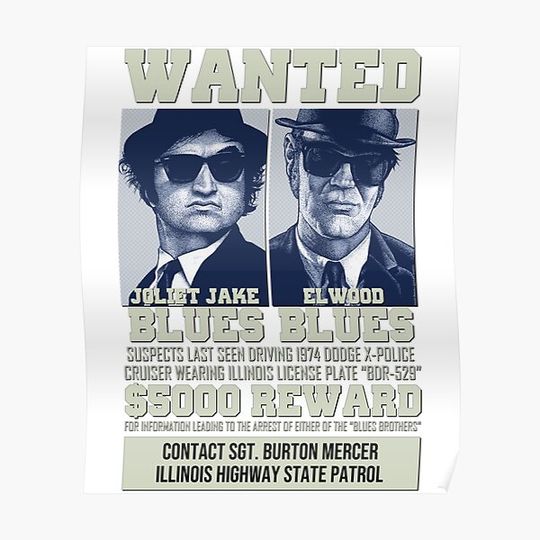 Discover Blues Brothers - Wanted Premium Matte Vertical Poster