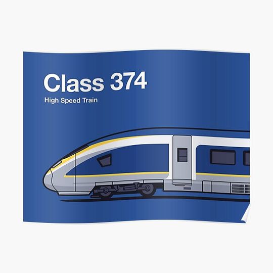 Discover Class 374 High Speed Train Side England Blue Premium Matte Vertical Poster