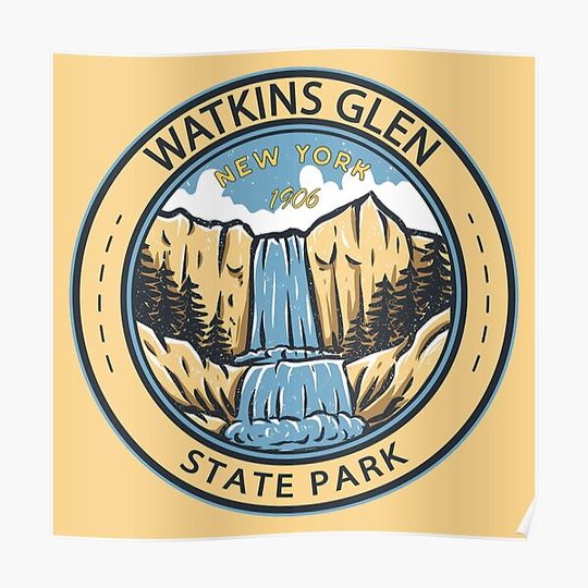 Discover Watkins Glen State Park New York Badge Premium Matte Vertical Poster